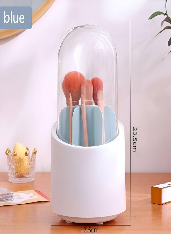 QUEBERS 360° Rotating Makeup Brush Holders Organizer Transparent Makeup Brush Box With Lid Dust Proof Vanity Desktop Bathroom Counter Cosmetic Accessories - Image 4