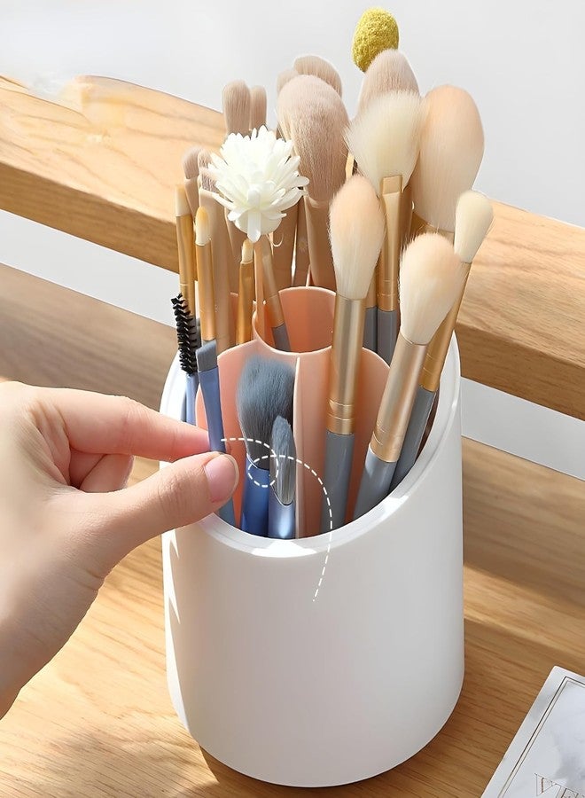 QUEBERS 360° Rotating Makeup Brush Holders Organizer Transparent Makeup Brush Box With Lid Dust Proof Vanity Desktop Bathroom Counter Cosmetic Accessories - Image 3