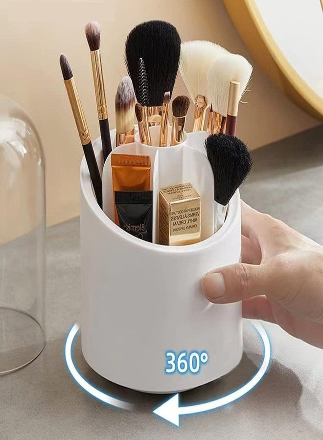QUEBERS 360° Rotating Makeup Brush Holders Organizer Transparent Makeup Brush Box With Lid Dust Proof Vanity Desktop Bathroom Counter Cosmetic Accessories - Image 2