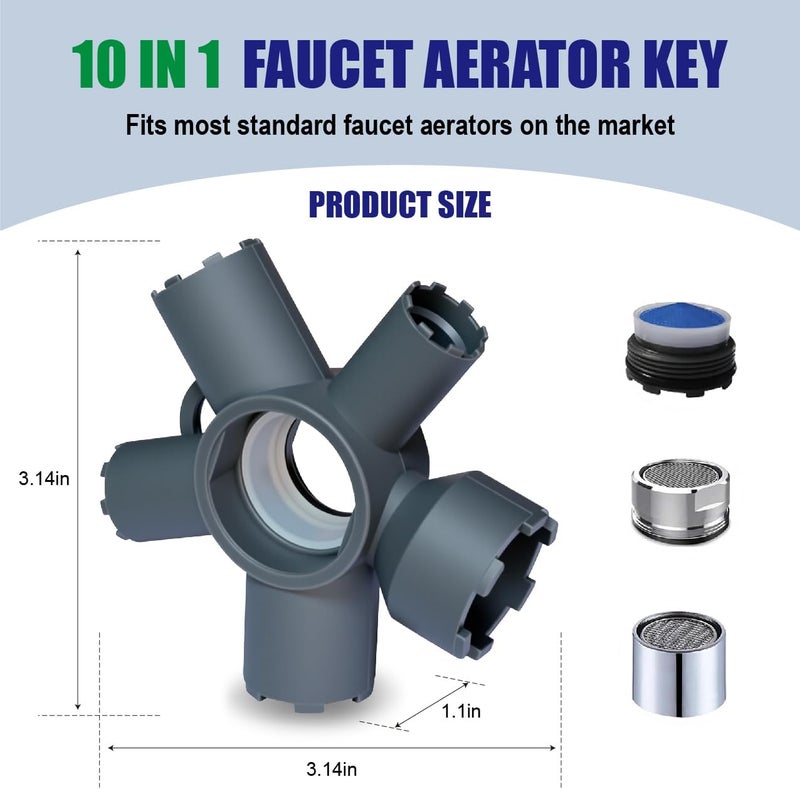 Methuker 10-in-1 Faucet Aerator Tool - Universal Key for M16.5-M28 & TT/TF/STD/TJ Sizes, Heavy Duty Removal Tool for Plumbing Repair - Image 2