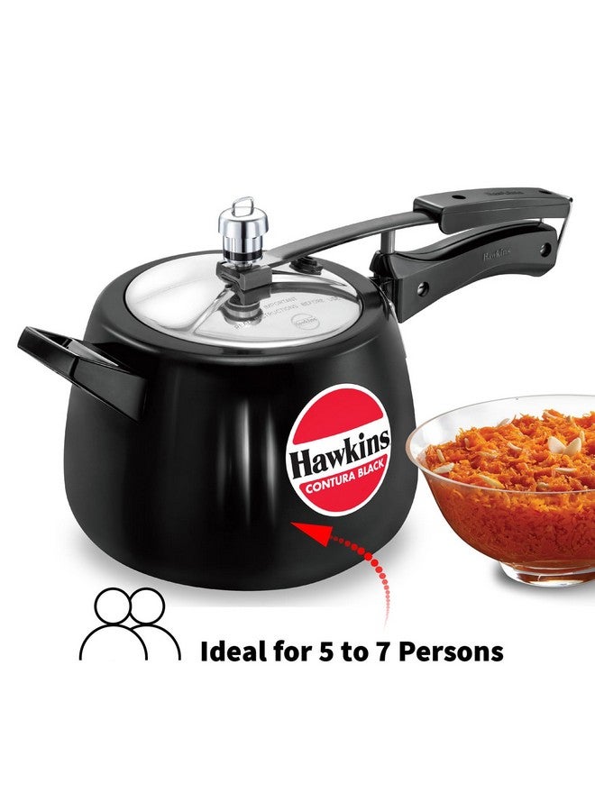 Hawkins 4 Litre Contura Black Pressure Cooker, Hard Anodised Inner Lid Cooker, Handi Cooker, Black (Cb40), 4 Liter - Image 2