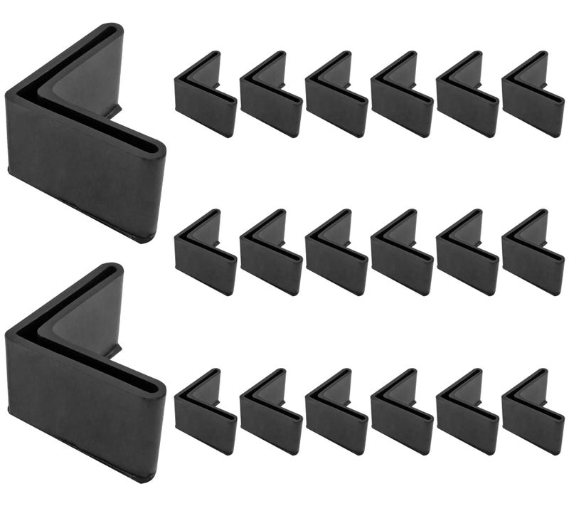 Bivethoi 20 PCS 2 Inch  50mm Rubber Caps Angle Iron End Caps L Shaped Rubber Covers Furniture Angle Iron Foot Pads Shelf Feet Pad Rubber Bed Frame Cover Rack Floor Protector for Shelves Black