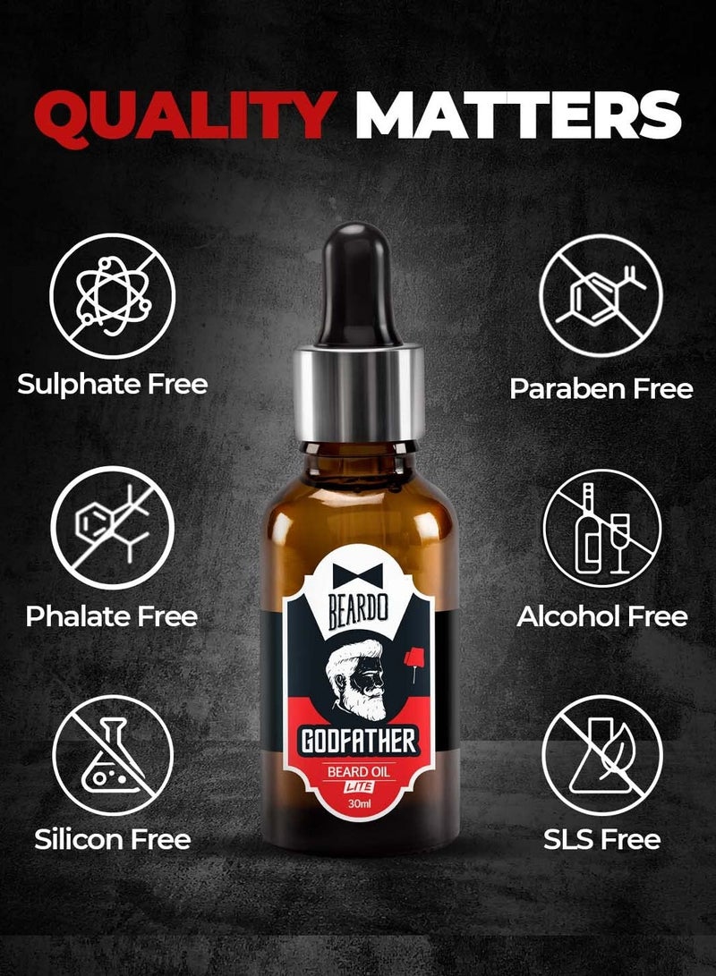 BEARDO Godfather Lite Beard and Moustache Oil, 30 ml | Non-Sticky, Light Beard Oil for Men| Pleasant Fragrance | Ideal for daily use . - Image 3