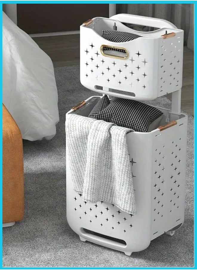 Generic - Plastic Laundry Basket, Portable Multi-purpose Storage Basket, Foldable Dirty Clothes Storage Basket, Large Household Laundry Hamper, Multifunctional Large Capacity Storage Rack, Bathroom Accessories - Image 1