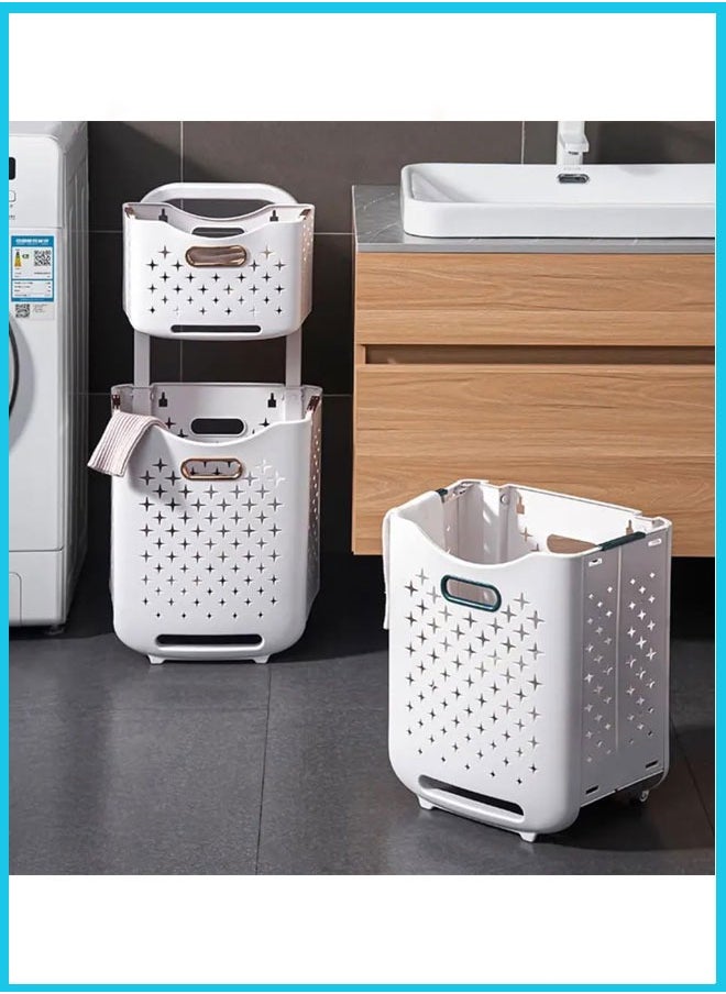 Generic - Plastic Laundry Basket, Portable Multi-purpose Storage Basket, Foldable Dirty Clothes Storage Basket, Large Household Laundry Hamper, Multifunctional Large Capacity Storage Rack, Bathroom Accessories - Image 1