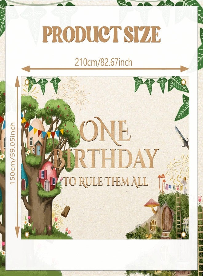 Ramciyo One Birthday to Rule Them All Backdrop Banner, Fantasy 1st Birthday Party Decorations Background, Magical 1st Bday Baby Hobbitcore Party Decorations, 7 * 5Ft - Image 3