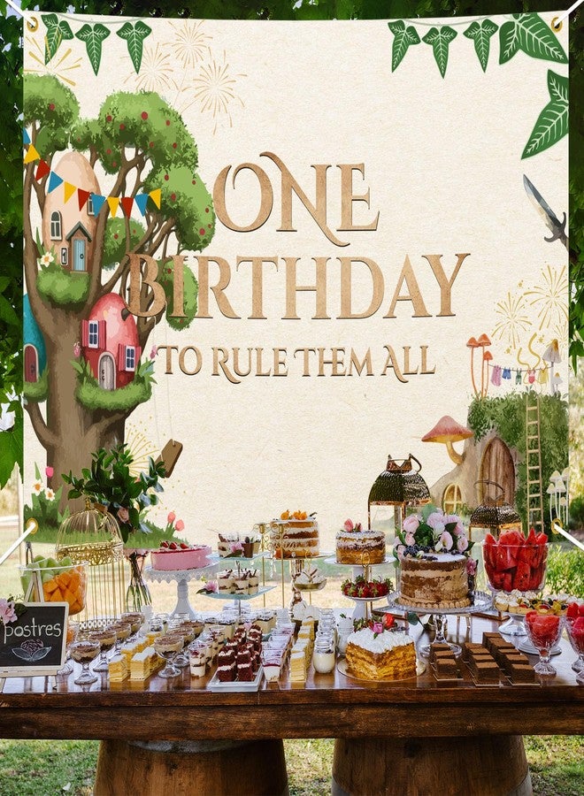 Ramciyo One Birthday to Rule Them All Backdrop Banner, Fantasy 1st Birthday Party Decorations Background, Magical 1st Bday Baby Hobbitcore Party Decorations, 7 * 5Ft - Image 5