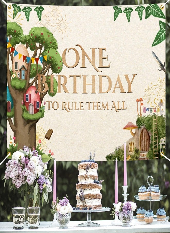 Ramciyo One Birthday to Rule Them All Backdrop Banner, Fantasy 1st Birthday Party Decorations Background, Magical 1st Bday Baby Hobbitcore Party Decorations, 7 * 5Ft - Image 4