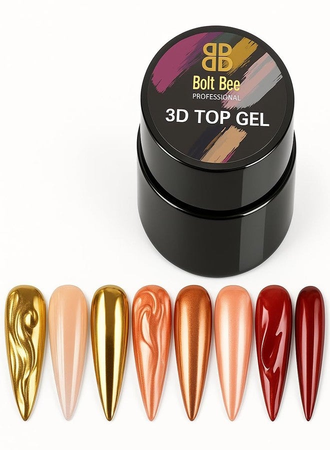 Bolt Bee 3D Top Gel Nail Polish – Semi-Solid Modeling Gel (8g) | For 3D Nail Art, Stick-On Drill Trim & Raised Patterns | Mixable Glue Gel for Chrome Metallic Glitter & Glossy Finishes - Image 1