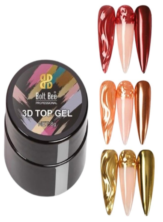 Bolt Bee 3D Top Gel Nail Polish – Semi-Solid Modeling Gel (8g) | For 3D Nail Art, Stick-On Drill Trim & Raised Patterns | Mixable Glue Gel for Chrome Metallic Glitter & Glossy Finishes - Image 5