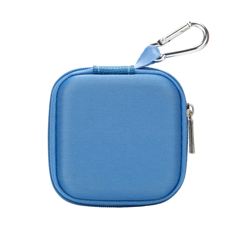 Ginsco Mini-Portable Hard Shell Square Earbuds Case for Apple EarPods/Samsung Galaxy Wired/Wireless Earbuds, Cell Phone Accessories Organizer with Carabiner for Earphones (1, Blue) - Image 1