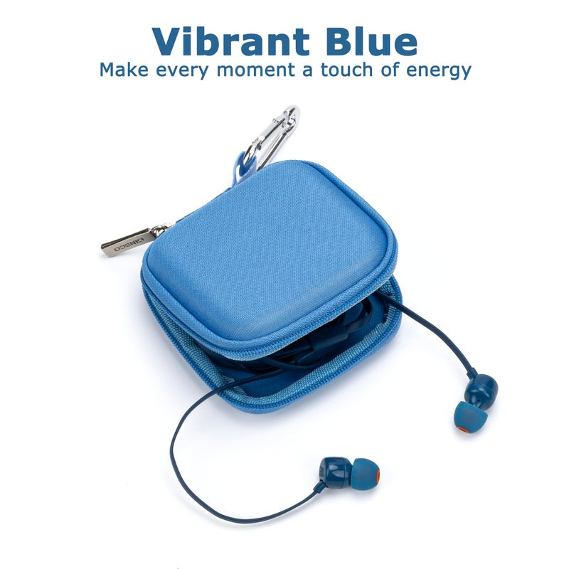 Ginsco Mini-Portable Hard Shell Square Earbuds Case for Apple EarPods/Samsung Galaxy Wired/Wireless Earbuds, Cell Phone Accessories Organizer with Carabiner for Earphones (1, Blue) - Image 3