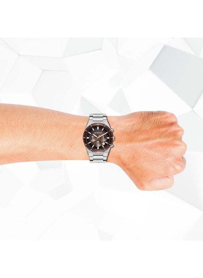 Men's Multi Function Display Watch With Silver Metal Strap - LC08100.340
