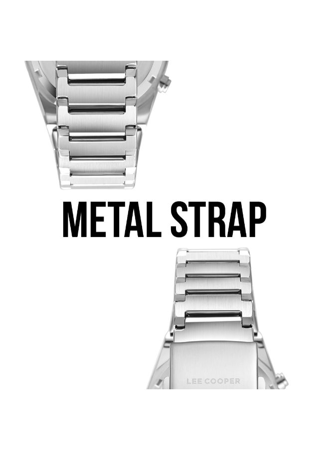 Men's Multi Function Display Watch With Silver Metal Strap - LC08100.340