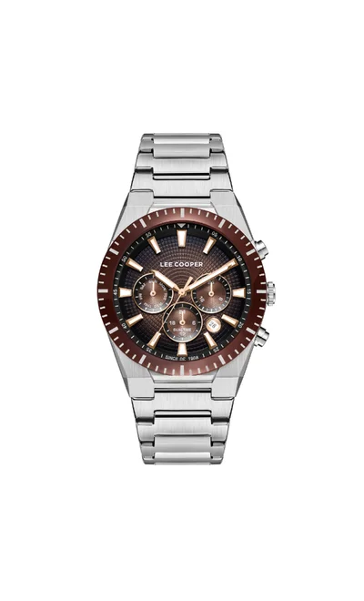 لي كوبر ساعة رجالية متعددة الوظائف بسوار معدني فضي