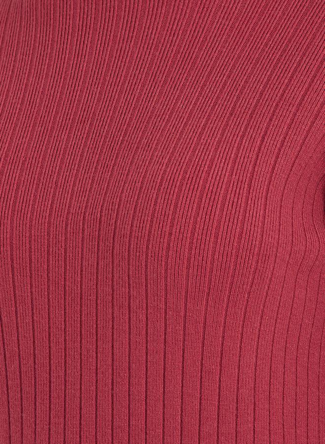 ستايلي فستان سادة بطول الركبة مع تفاصيل مضلعة - Image 3