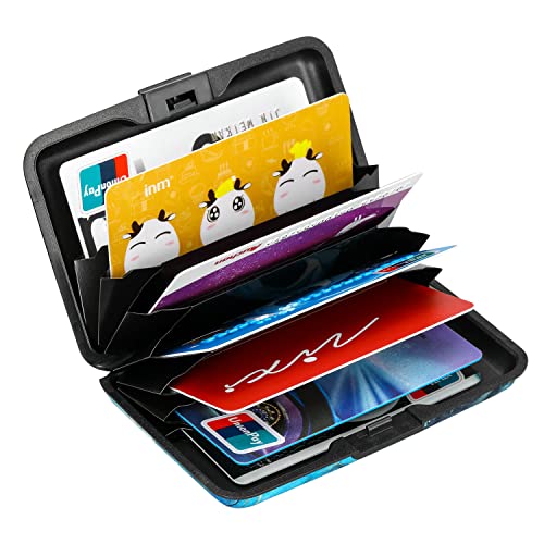 ELFISH RFID Blocking Credit Card Protector Aluminum ID Case Hard Shell Business Card Holders Metal Wallet for Men or Women (Graygreen Marble) - Image 5