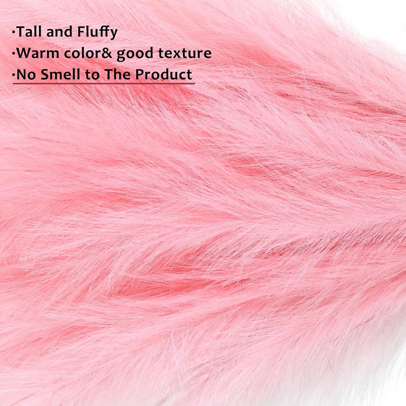EVODIS Faux Pampas Grass, 18"/45cm Artificial Pampas Grass Fluffy 6 Stem pompous Grass Flower Arrangement for Boho Home Wedding Decoration (Pink) - Image 3