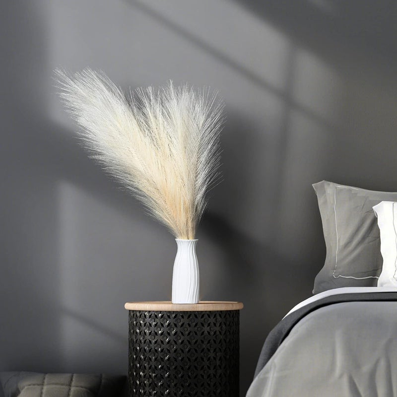 EVODIS Faux Pampas Grass, 18"/45cm Artificial Pampas Grass Fluffy 6 Stem pompous Grass Flower Arrangement for Boho Home Wedding Decoration (Pink) - Image 5