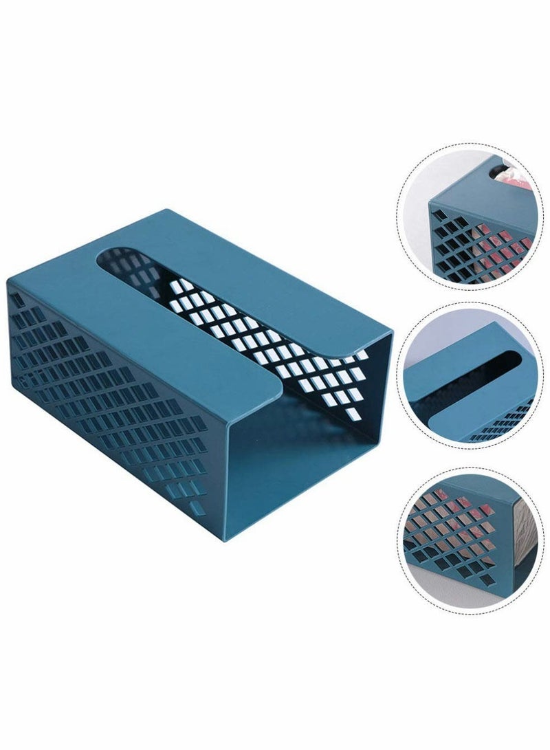 SYOSI Countertop Tissue Caddy Facial Tissue Dispenser Box Cover Holder Wall Mounted Napkin Napkin Storage Container Organizer for Bathroom Kitchen and Office Room Blue Toilet Tissue Cover  - Image 2