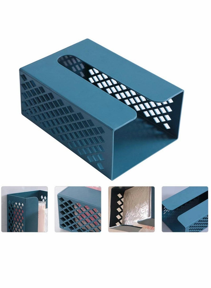 SYOSI Countertop Tissue Caddy Facial Tissue Dispenser Box Cover Holder Wall Mounted Napkin Napkin Storage Container Organizer for Bathroom Kitchen and Office Room Blue Toilet Tissue Cover  - Image 3