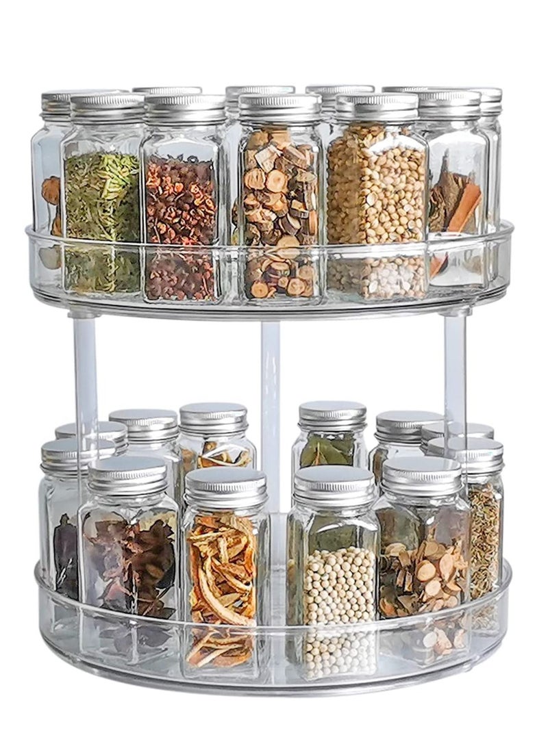MIXDE - 2 Tier Lazy Susan Turntable Spice Rack Organizer for Kitchen Cabinet, Farmhouse Tiered Tray Decorative Trays for Fruit, Snacks - Organizer for Cupboard, Pantry, Bathroom, 27CM - Image 1