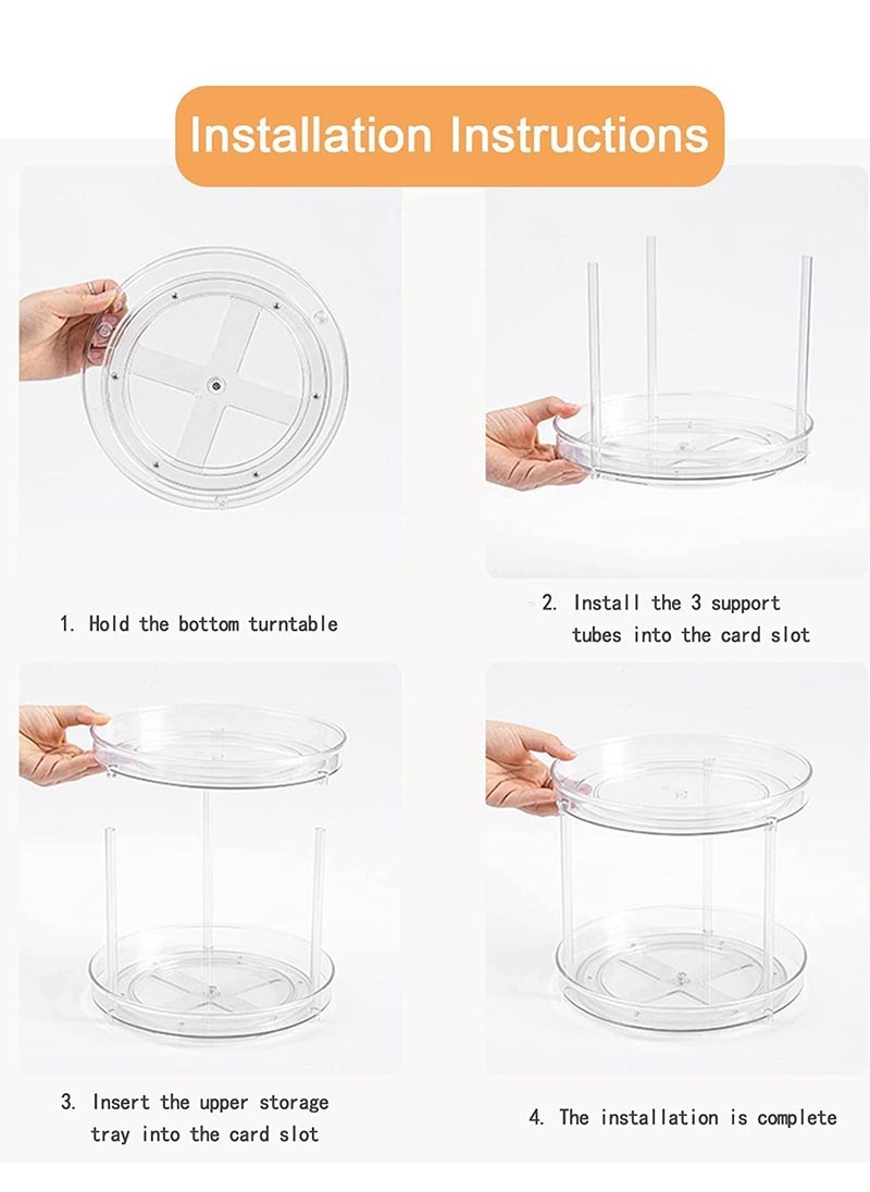 MIXDE - 2 Tier Lazy Susan Turntable Spice Rack Organizer for Kitchen Cabinet, Farmhouse Tiered Tray Decorative Trays for Fruit, Snacks - Organizer for Cupboard, Pantry, Bathroom, 27CM - Image 1