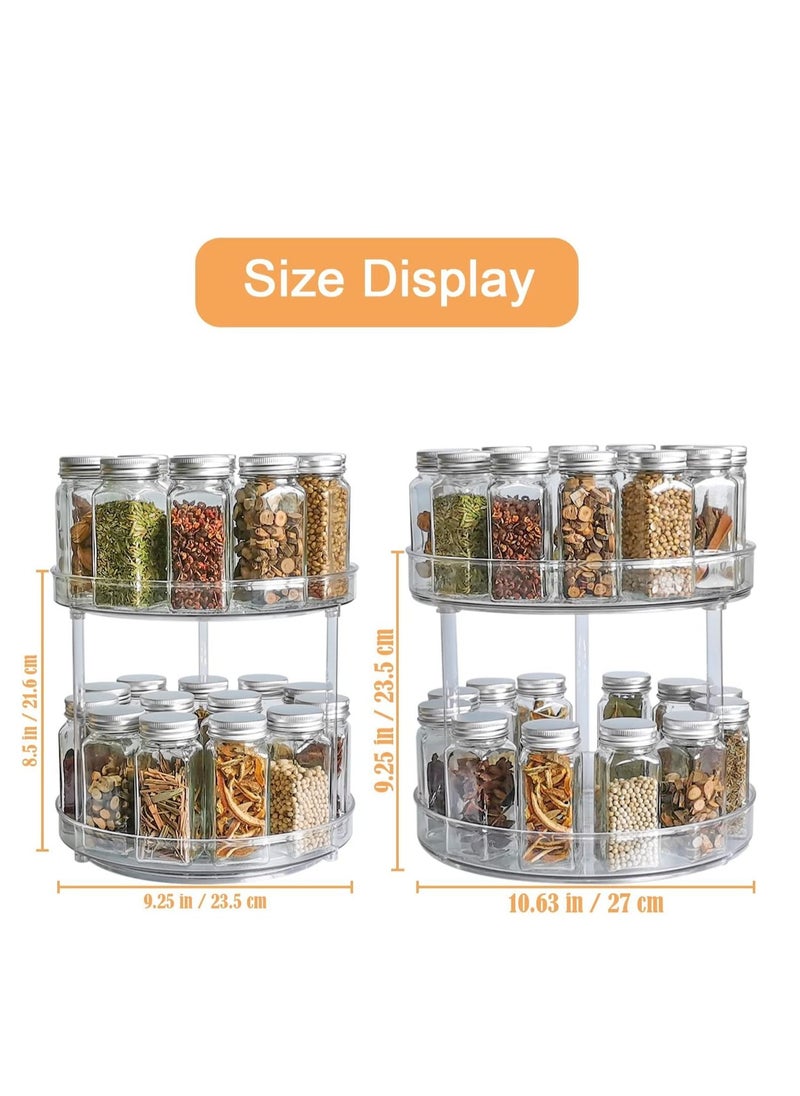 MIXDE - 2 Tier Lazy Susan Turntable Spice Rack Organizer for Kitchen Cabinet, Farmhouse Tiered Tray Decorative Trays for Fruit, Snacks - Organizer for Cupboard, Pantry, Bathroom, 27CM - Image 1