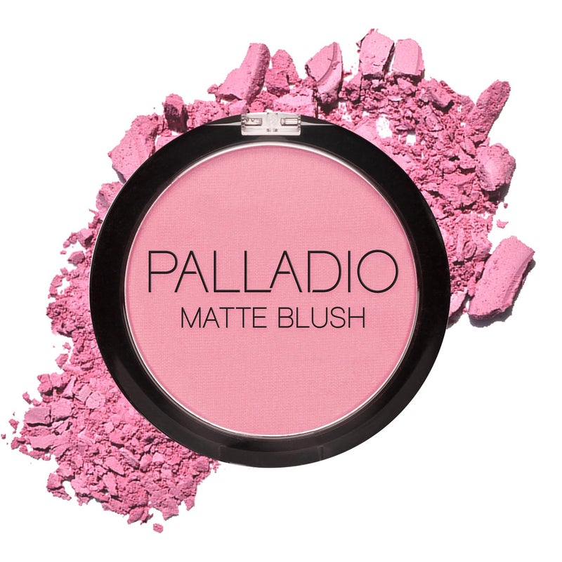 Palladio Matte Blush, Brushes onto Cheeks Smoothly, Soft Matte Look and Even Finish, Flawless Velvety Coverage, Effortless Blending Makeup, Flatters the Face, Convenient Compact, Berry Pink - Image 1