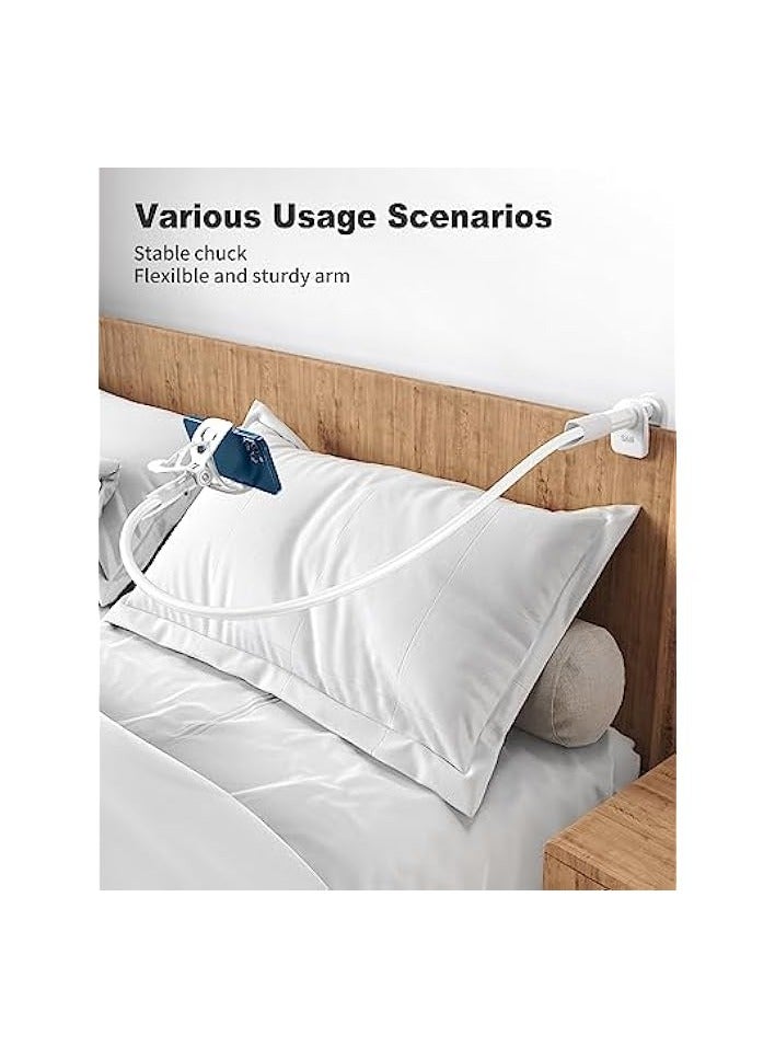 بروماس حامل هاتف محمول، مشبك تثبيت عالمي بدون استخدام اليدين، ذراع طويل مرن، مقبض، حامل هاتف محمول، حامل هاتف محمول، جهاز مراقبة الطفل، مناسب للمكتب والسرير والمكتب والمطبخ (أبيض) - Image 3