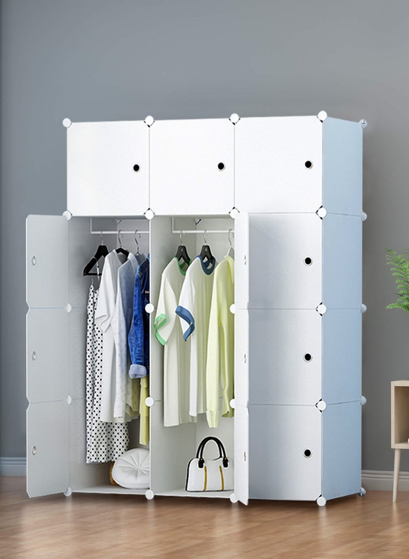 شو وو خزانة ملابس محمولة مكونة من 12 مكعبًا، رفوف تخزين مكعبة لتنظيم خزانة الملابس، مكعبات تخزين بلاستيكية قابلة للتكديس، مثالية للمنزل وغرفة النوم، لون أبيض - Image 2