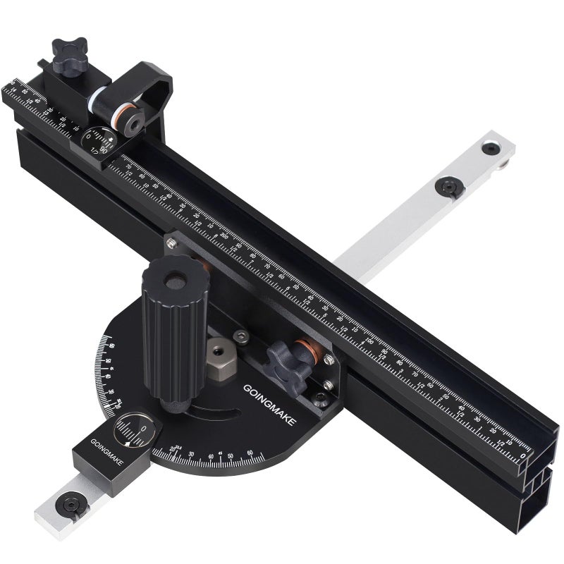 GOINGMAKE Compact Table Saw Miter Gauge with 360mm Fence and Multifunction Flip Stop and Positive Angle Stops, Miter Gauge for Table Saw Accessories, for Woodworking Cuts, Fits 3/4"x3/8" Slot - Image 1