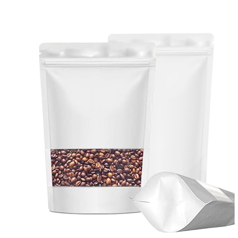 VELEXE White Matte Zip Lock Stand Up Pouches | 150mm*220mm | 500 Grams | Pack of 20 | Reusable, Leakproof & Airtight Multi-Purpose Pouches with Self-Sealing Technology - Image 1
