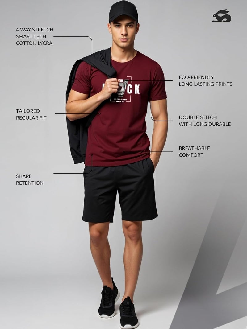 adro تي شيرت مارون عادي للرجال من ADRO بتصميم جرافيكي جريء BLVCK - Image 3