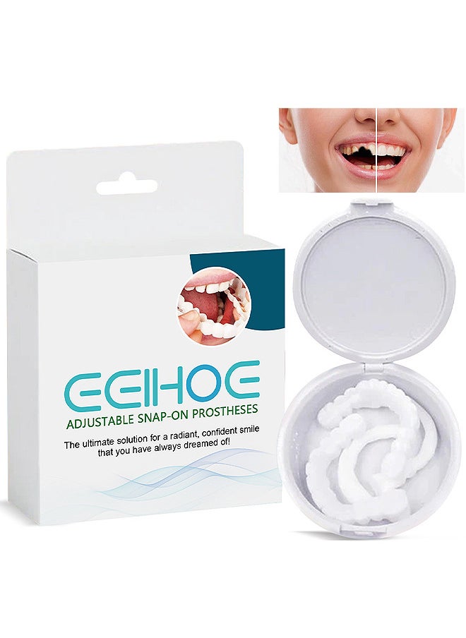 EELHOE Adjustable Snap-On Prosthese, Cosmetic Denture Veneers For Upper And Lower Jaw, Denture Smile Teeth Customizable Temporary Perfect Fake Teeth Molds Braces For Snap In Instant And Confidence Smile  - Image 1