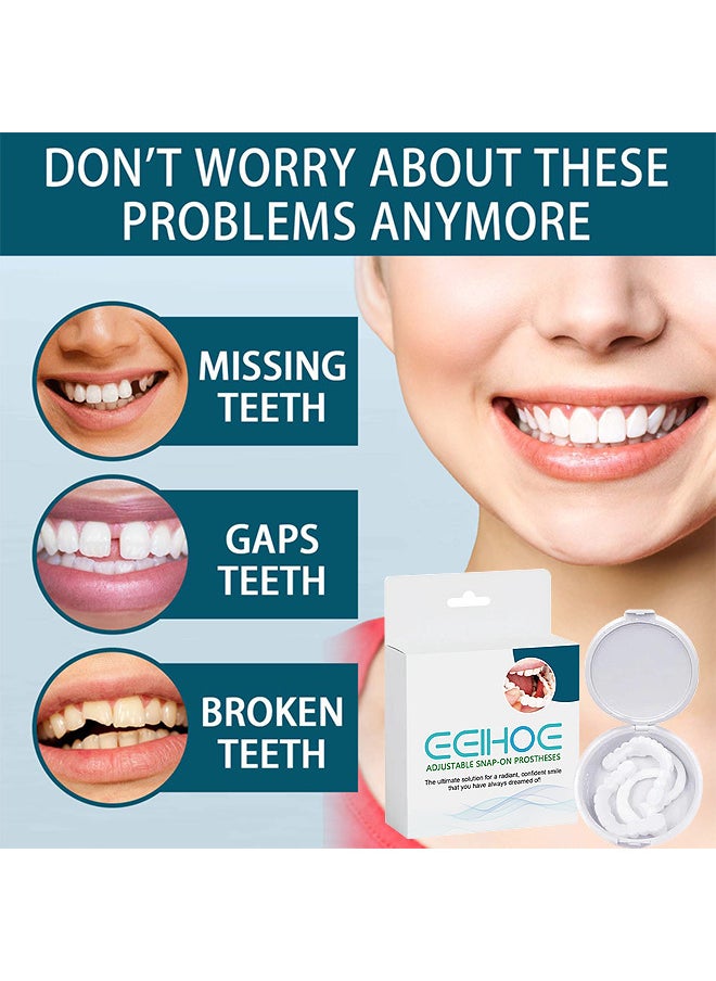 EELHOE Adjustable Snap-On Prosthese, Cosmetic Denture Veneers For Upper And Lower Jaw, Denture Smile Teeth Customizable Temporary Perfect Fake Teeth Molds Braces For Snap In Instant And Confidence Smile  - Image 2