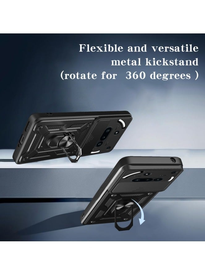 for Nothing Phone 3A 5G Case Cover, Slide Camera Lens Cover, Magnetic Ring Holder Kickstand Protective Phone Case for Nothing Phone 3A 5G, Black - Image 3