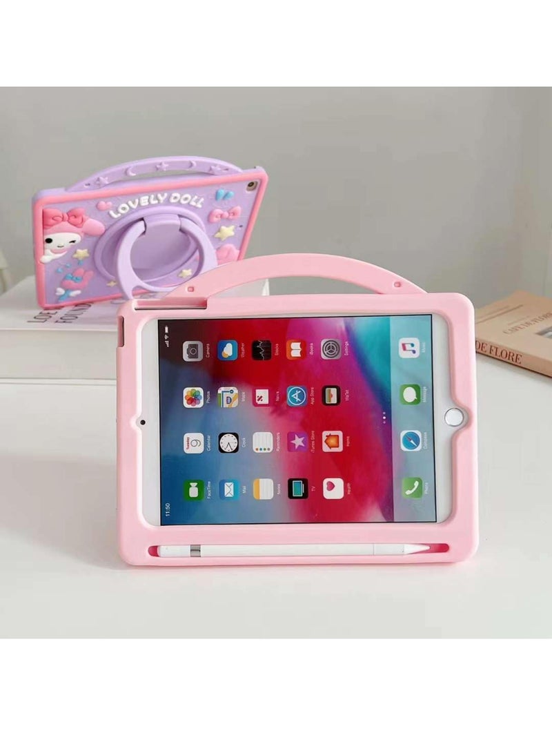 Aookay Kids Case for iPad (A16) 11th/10th Generation (2025/2022) with Pencil Holder, 360°Rotatable Hand Stand and Shoulder Strap, iPad Silicone Cover for Kids (Pale Red)  - Image 3