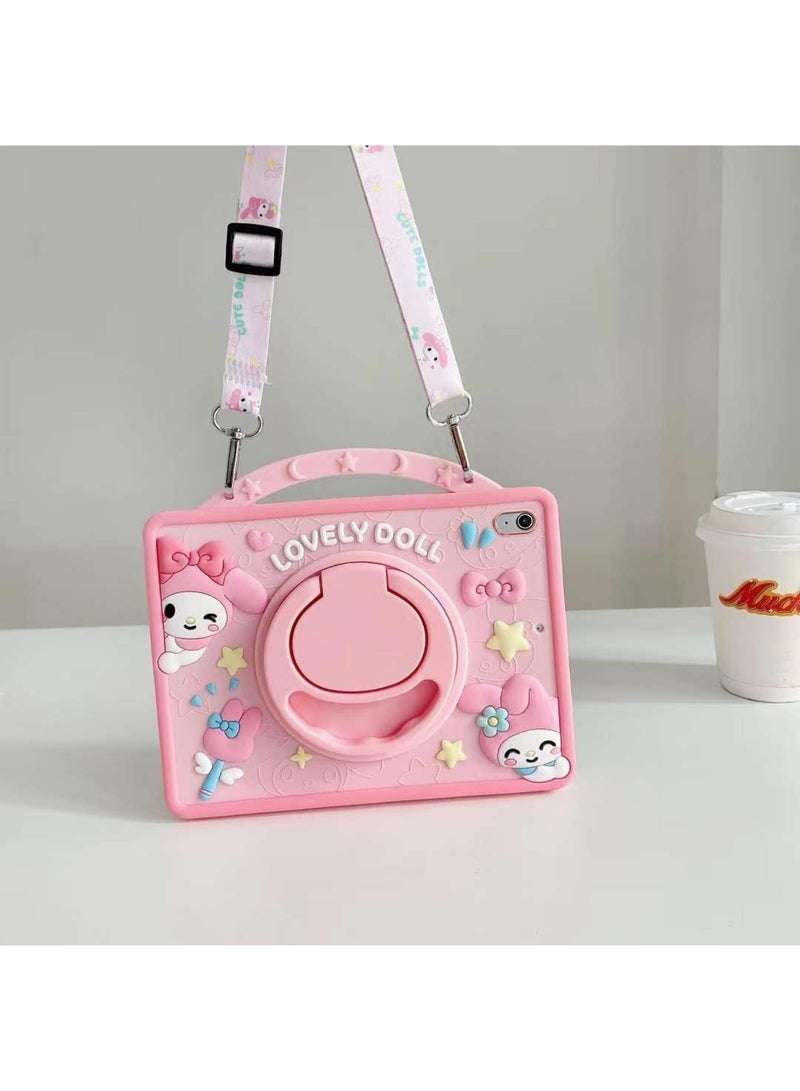Aookay Kids Case for iPad (A16) 11th/10th Generation (2025/2022) with Pencil Holder, 360°Rotatable Hand Stand and Shoulder Strap, iPad Silicone Cover for Kids (Pale Red)  - Image 1