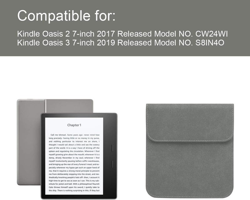 WALNEW 7'' Sleeve for Kindle Oasis - Protective Insert Sleeve Case Cover Bag Fits Kindle Oasis 10th Generation 2019 / 9th Generation 2017, Gray - Image 2