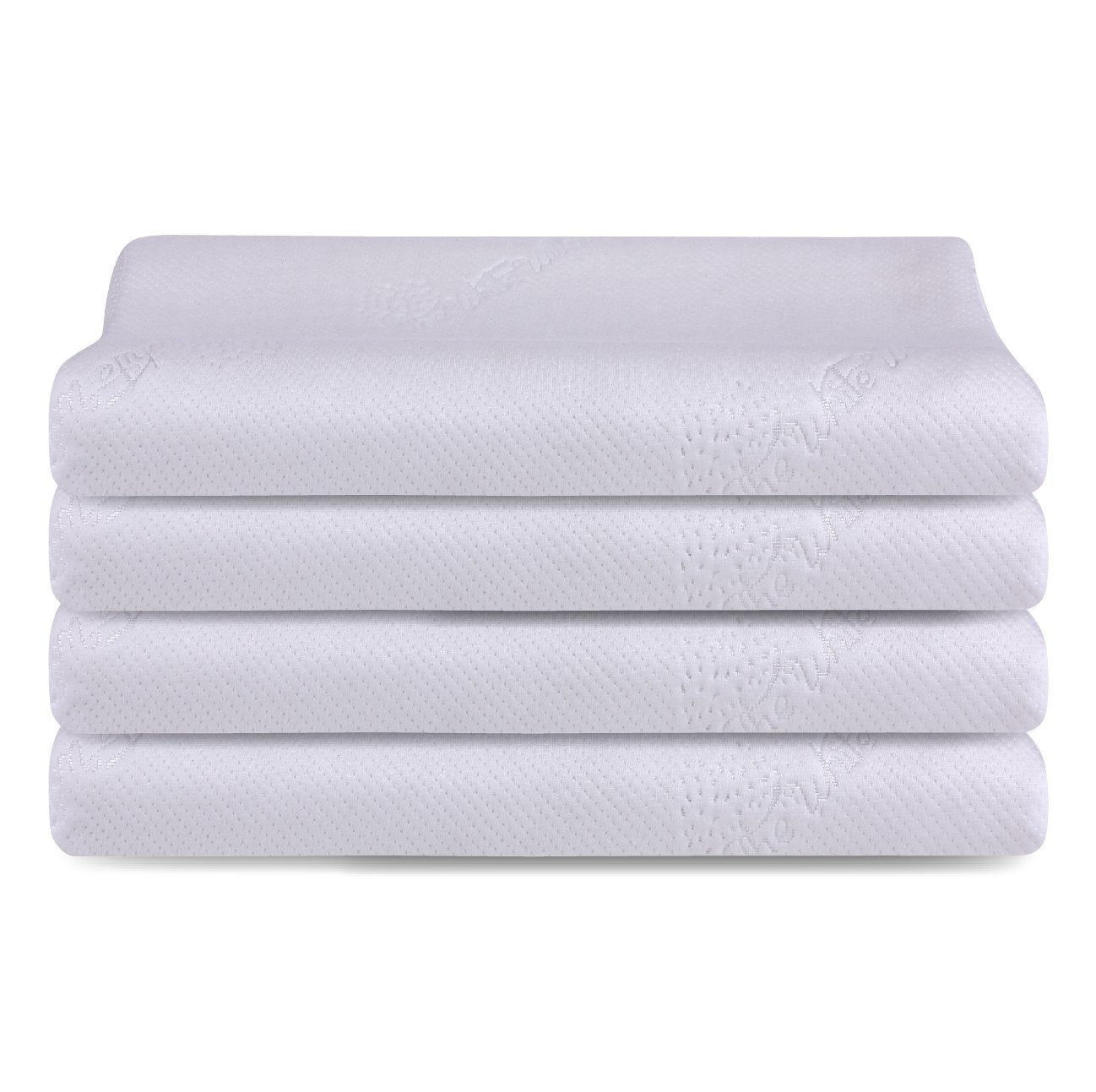 The White Willow Pillow Set of 4 Pieces Cervical Orthopedic Memory Foam Small Size Contour Sleeping Bed Pillow with Removable Zip Cover (20" L x 13" W x 4" H) -White