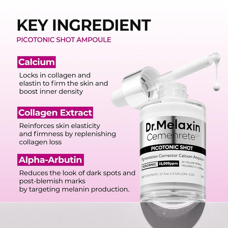 Dr. Melaxin Dr.Melaxin Lumi firm & lift Duo | Korean facial Collagen Firming serum plumping skin & tightening refines skin repair density | Cyano Pink Spicule Serum + Picotonic Shot Ampoule - Image 3