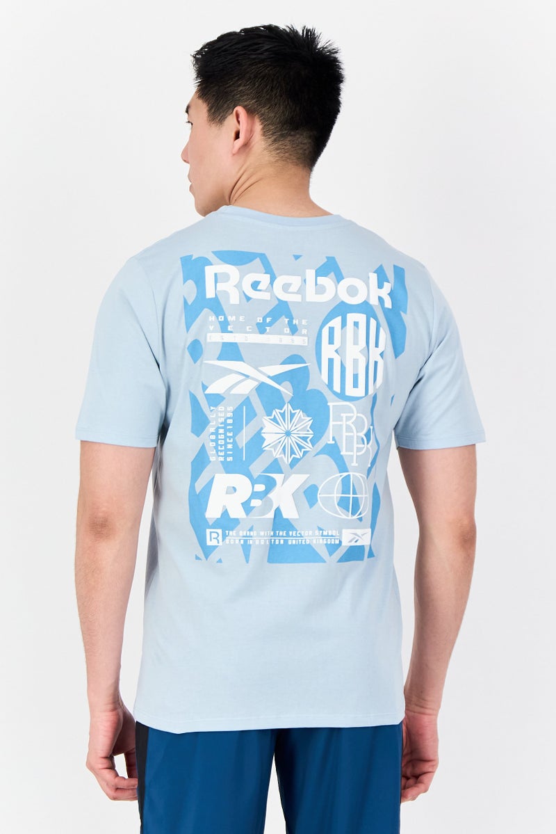 Reebok Men Sportswear Fit Short Sleeve Outdoor T-Shirt, Ice Blue - Image 3