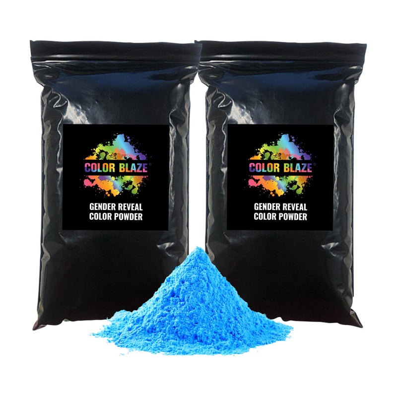 Color Blaze BlackOut Baby Gender Reveal Powder  2lbs of Blue Colored Powder for Boy Perfect for Car Motorcycle Burnout Toss Photoshoot Reveal Party  Festival  Pack of 2 Bags with 1 lb  Blue