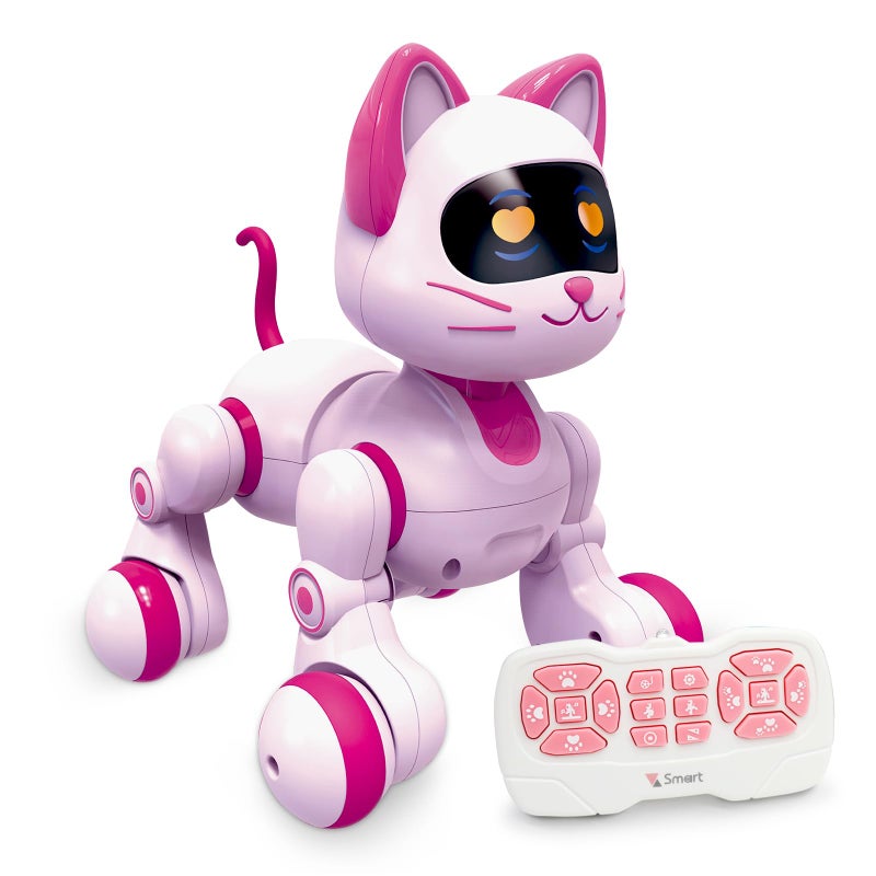 Hitish Remote Control Robot Cat Programmable RC Smart Cat with Touch Sensing LED Eyes Dance Music Walking Pets STEM Toys Gifts for Kids Girls Boys