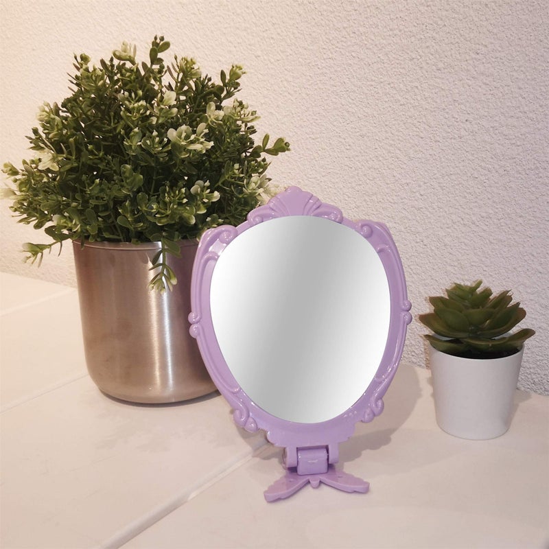 VrHere MirriM Embossed Butterfly Handheld Mirror With Folding Handle  Princess Style Girls Mirror With Handle  Purple - Image 4