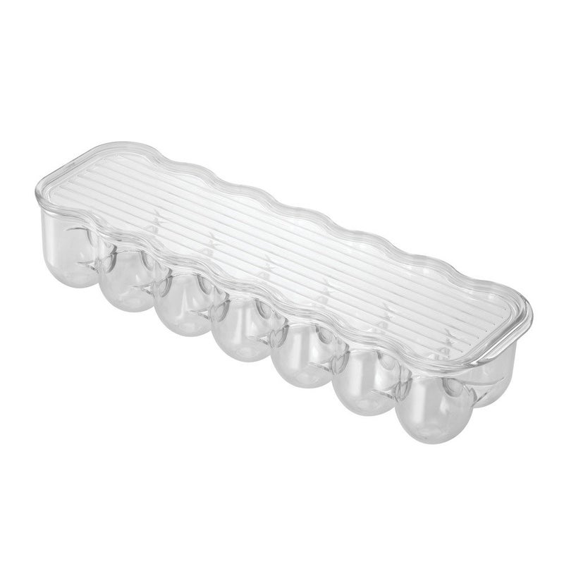 IDesign iDesign Plastic Egg Holder for Refrigerator with Handle and Lid Fridge Storage Organizer for Kitchen Holds up to 14 425 x 145 x 3 Clear 