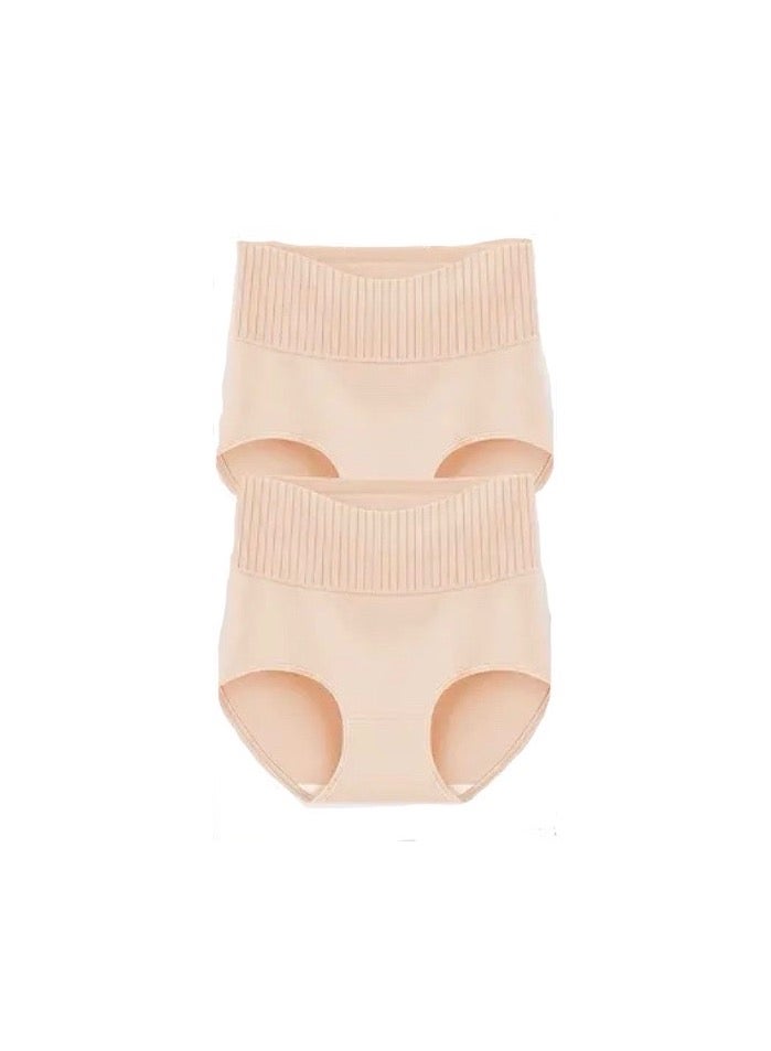 SOLOBUY underwear, high waist, 2 pieces per pack, apricot color  - Image 1