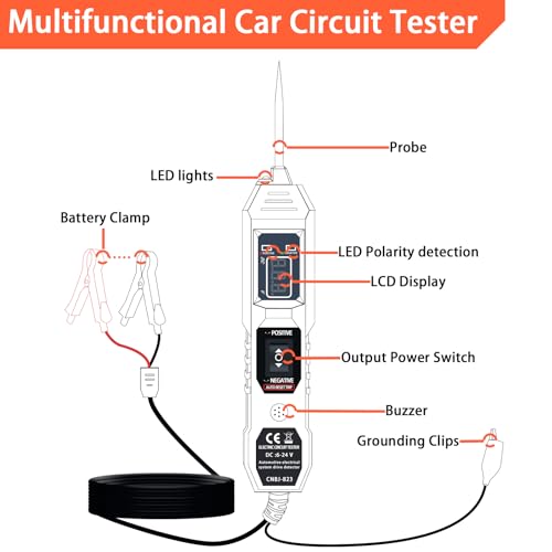 Lqito Lqito Multifunctional Car Circuit Tester Component Activation Electrical Tester 6-24V/3.5-36V AC/DC Car Power Tester Digital Display Short Circuit Finder for Continuity Testing - Image 2