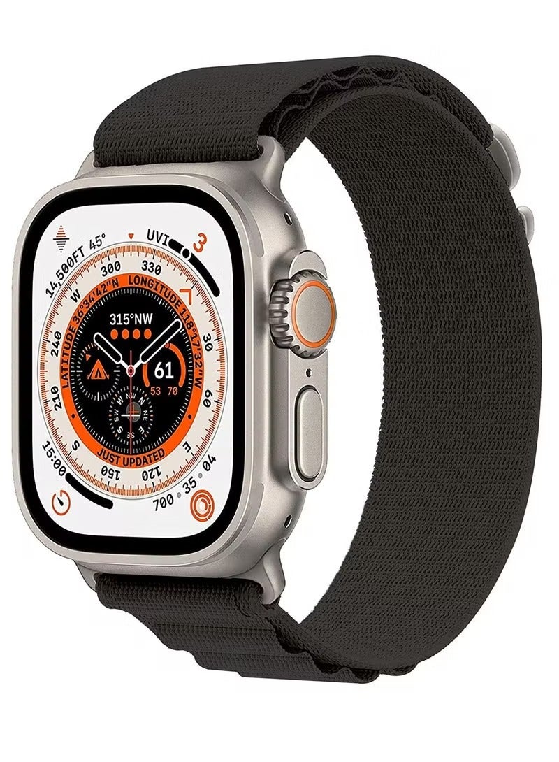 إيف حلقة جبال الألب متوافقة مع سوار ساعة أبل 38 مم 40 مم 41 مم بديل للنساء والرجال الرياضة المنسوجة من البوليستر G الخطاف لشريط iWatch Ultra Series SE 8/7/6/5/4/3/2/1 (أسود) - Image 1